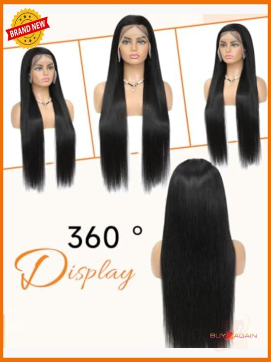 13x6 Lace Front Wig Human Hair 32 Inch Straight 200 Density Pre Plucked Glueless